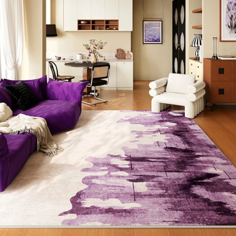 Light Luxury Rugs for Bedroom Washable Lounge Soft Floor Mat Anti-slip Study Rug Large Area Living Room Decoration Purple Carpet
